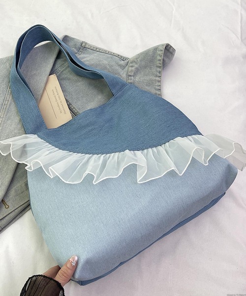 TONE SELECT GOODS トートバッグ Liaa/デニム フリル トートバッグ
