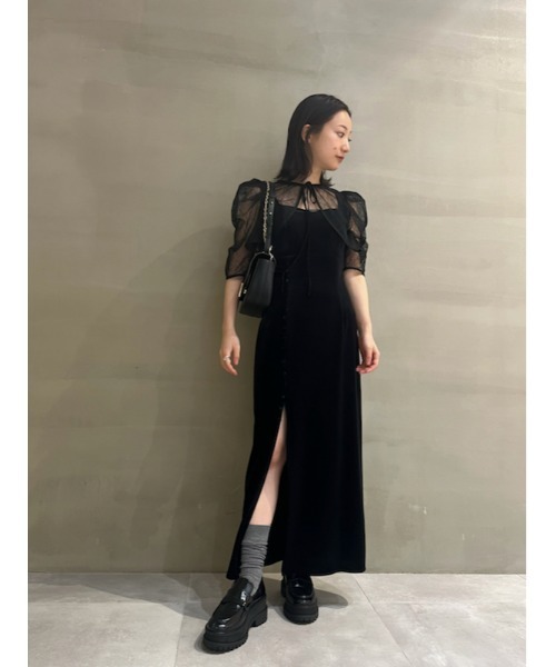 「SNIDEL」 ノースリーブワンピース 0 オリーブ レディースの画像