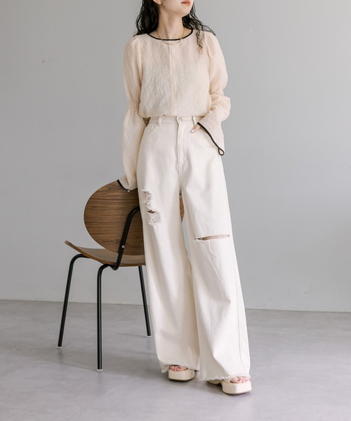 「mystic」 長袖ブラウス FREE ベージュ レディース_画像2