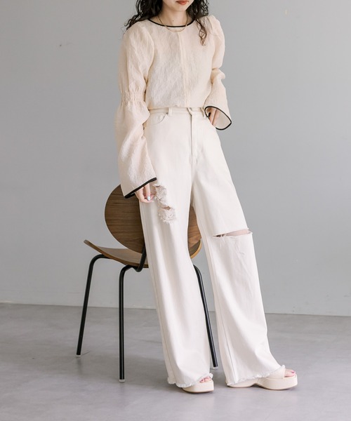 「mystic」 長袖ブラウス FREE ベージュ レディース_画像3