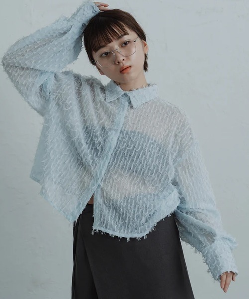 ブラウス シャツ sheer fringe short shirt レディース : ZOZOTOWN 