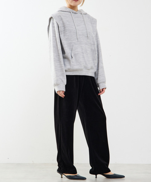 パンツ 「A_/エース」カットベロアパンツ レディースの画像