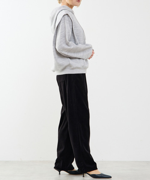 パンツ 「A_/エース」カットベロアパンツ レディースの画像