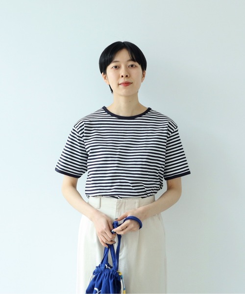 PAR ICI（パーリッシィ） tシャツ 半袖 ボーダー配色バインダー 半袖T