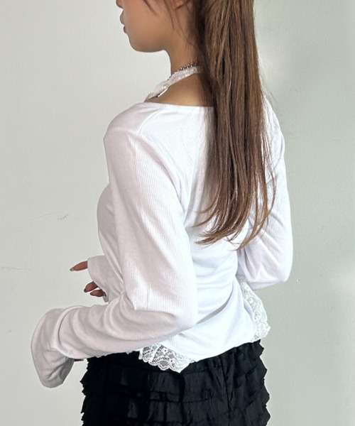 「.KOM」 長袖カットソー FREE ブラック レディース_画像4