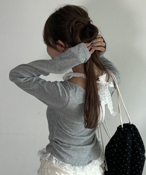 「.KOM」 長袖カットソー FREE ブラック レディース_画像6