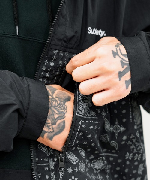 「Subciety」 ナイロンブルゾン MEDIUM ブラック×ブルー メンズ_画像8