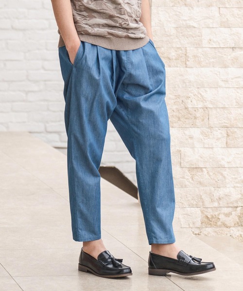 「CAMBIO」 クロップドパンツ M ネイビー メンズ_画像3