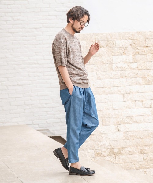 「CAMBIO」 クロップドパンツ M ネイビー メンズ_画像5