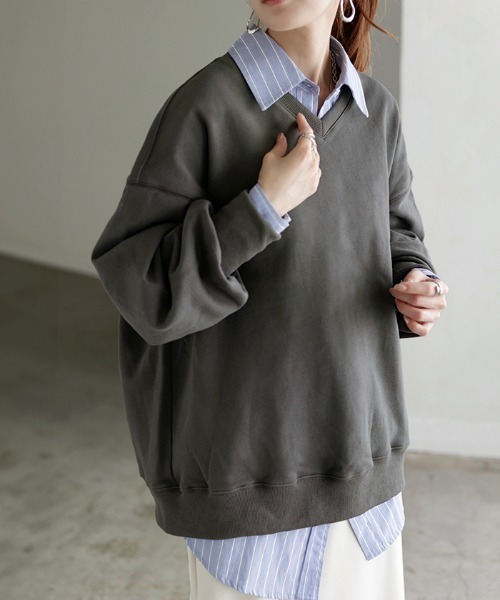 「HUG.U」 スウェットカットソー FREE レッド レディース_画像4