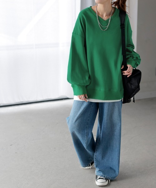 「HUG.U」 スウェットカットソー FREE レッド レディース_画像5