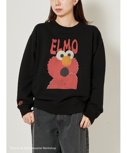 「SESAME STREET」 スウェットカットソー L レッド レディース_画像9