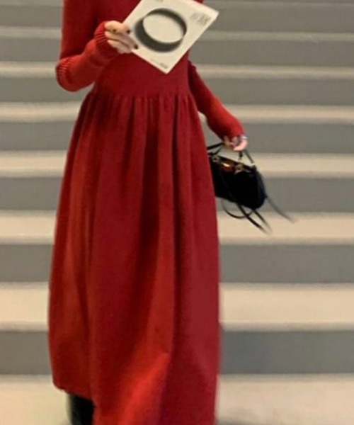 「THISIS」 ニットワンピース X-LARGE レッド レディース_画像3