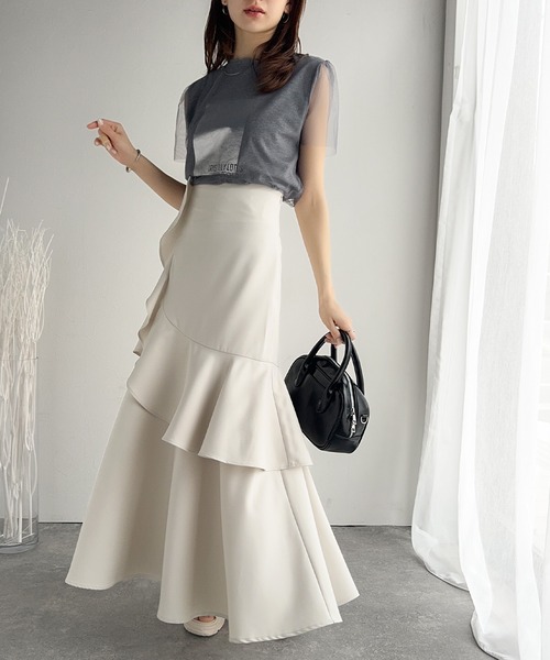 「mily bilet」 フレアスカート SMALL アイボリー レディース_画像6