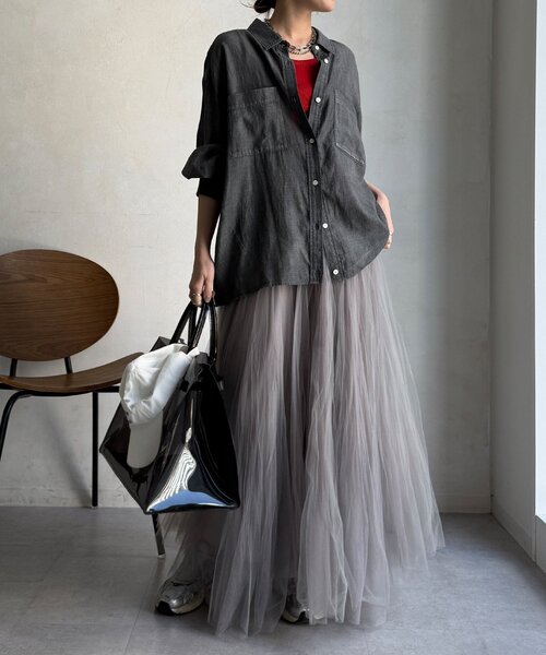 「DouDou」 長袖シャツ FREE サックスブルー レディース_画像2