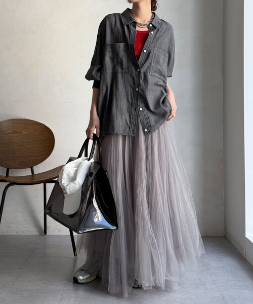 「DouDou」 長袖シャツ FREE サックスブルー レディース_画像3