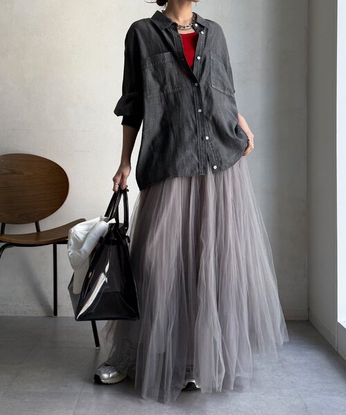 「DouDou」 長袖シャツ FREE サックスブルー レディース_画像4