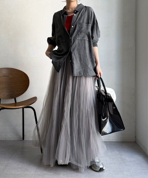 「DouDou」 長袖シャツ FREE サックスブルー レディース_画像5