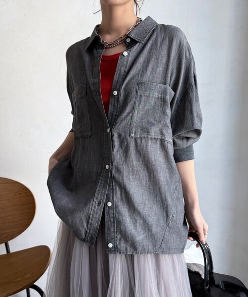 「DouDou」 長袖シャツ FREE サックスブルー レディース_画像7