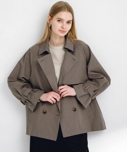 新品 アーバンリサーチ サニーレーベル ショートトレンチコート チャコール 36 URBAN RESEARCH Sonny Label トレンチコート 36 チャコールグレー