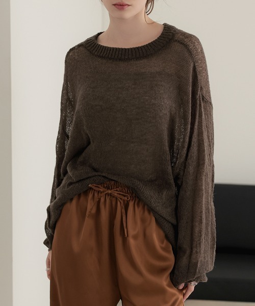 NKNIT / ンニット | 2022AW | wave pattern mohair KNIT / モヘヤ ウール ニット セーター | ダークブラウン | レディース NKNIT / ンニット | 2022AW | wave pattern mohair KNIT / モヘヤ