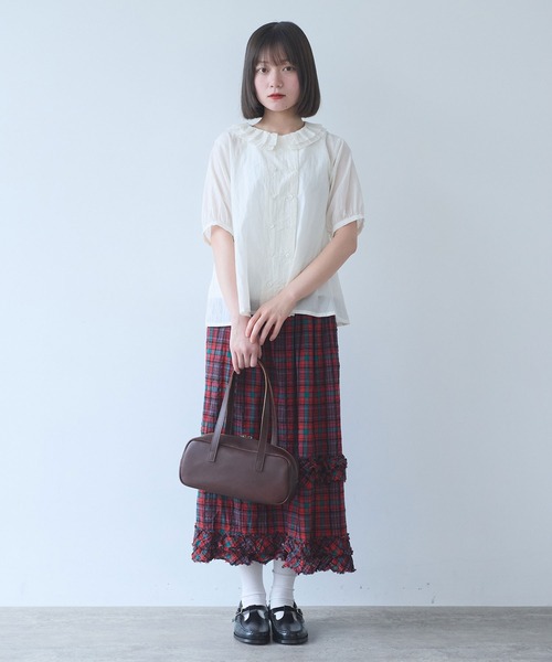 bulle de savon（ビュルデサボン） ブラウス シャツ 半袖 コットン