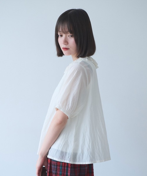 bulle de savon（ビュルデサボン） ブラウス シャツ 半袖 コットン
