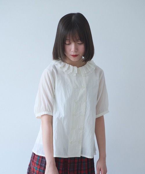 美品 ビュルデサボン コットンキュプラローンIBK bebe ブラウス ゆったり bulle de savon（ビュルデサボン） ブラウス シャツ 半袖 コットン