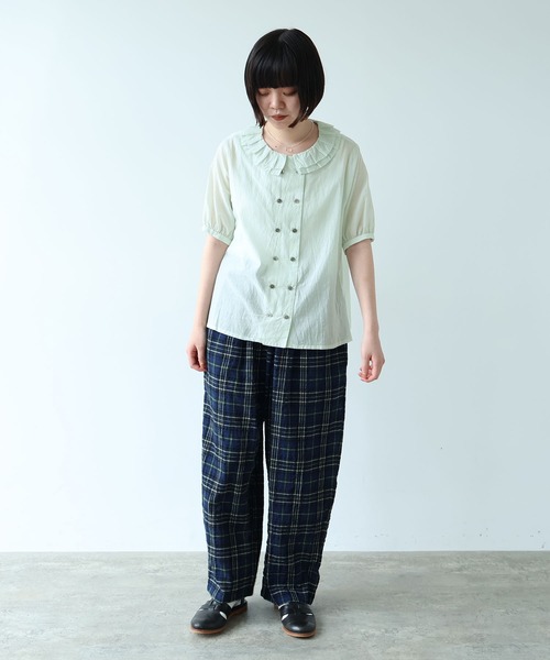 美品 ビュルデサボン コットンキュプラローンIBK bebe ブラウス ゆったり bulle de savon（ビュルデサボン） ブラウス シャツ 半袖 コットン