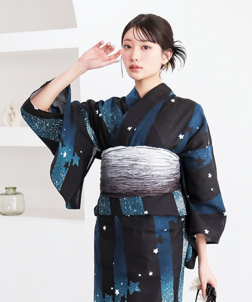 KIMONOMACHI 浴衣 レディース 浴衣 2点セット（綿浴衣＋グラデーション
