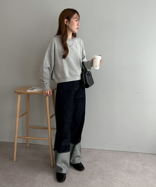 「DISCOAT」 スウェットカットソー MEDIUM ライトベージュ レディース_画像8
