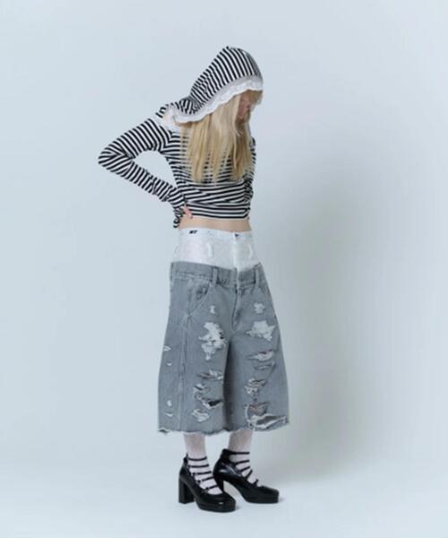 neith.（ネイス） tシャツ neith./ネイス/Veil Border Tops レディース