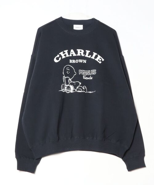 「PEANUTS」 スウェットカットソー「SHIPS anyコラボ」 LARGE ネイビー メンズ_画像2