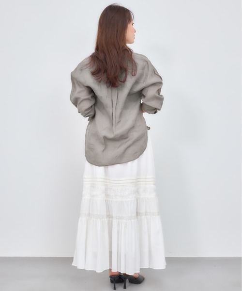 スカート 「Made in India」ピンタックティアードスカート 「低身長・小柄女性」の画像