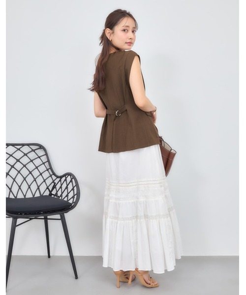 スカート 「Made in India」ピンタックティアードスカート 「低身長・小柄女性」の画像