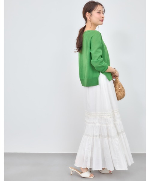 スカート 「Made in India」ピンタックティアードスカート 「低身長・小柄女性」の画像