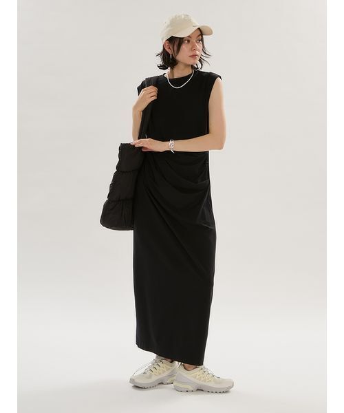 emmi ワンピース 「ICEDFABRIC＋(R)」ドレープカットソーワンピース