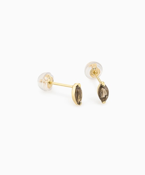 ピアス K10YG スモーキークォーツ ピアス レディースの画像