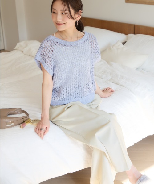 ワイドパンツ パンツ ポリエステルリネンスラブワイドパンツ 「低身長・小柄女性」 レディースの画像