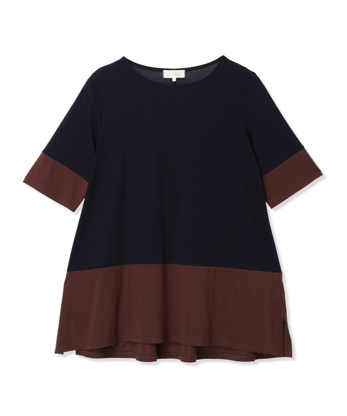 tシャツ ブロッキング配色チュニックプルオーバー「接触冷感」 レディースの画像