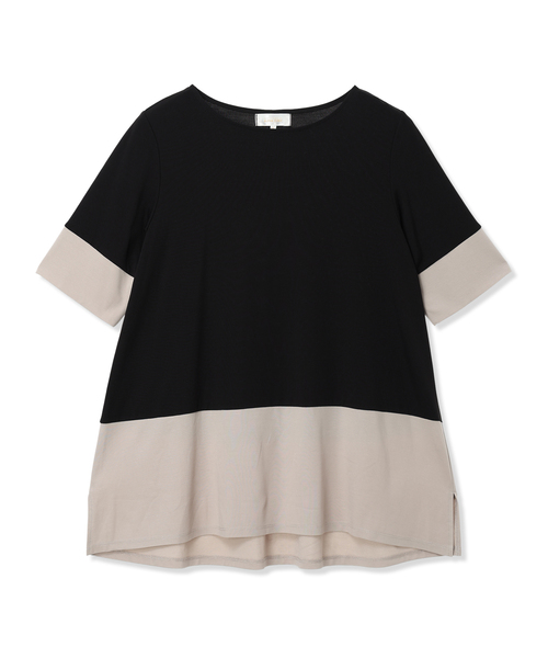 tシャツ ブロッキング配色チュニックプルオーバー「接触冷感」 レディースの画像