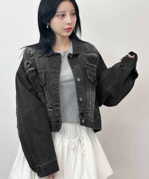 「FOLLOWIN」 デニムジャケット FREE ブルー レディース_画像3