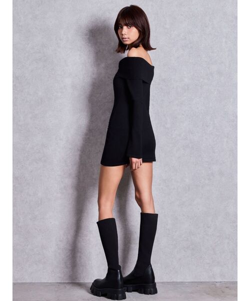 GYDA ニットミニワンピース GYDA（ジェイダ） ワンピース TWISTオフショルタイトニットミニ