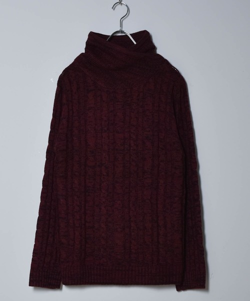 セーター ニット ショールネックデザインケーブルニット メンズ