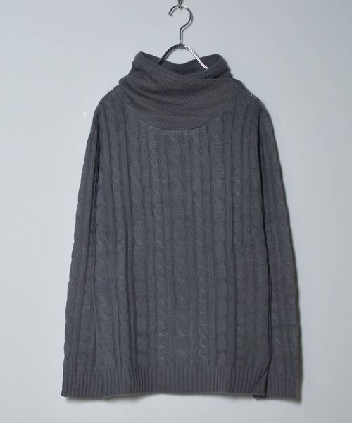 セーター ニット ショールネックデザインケーブルニット メンズ