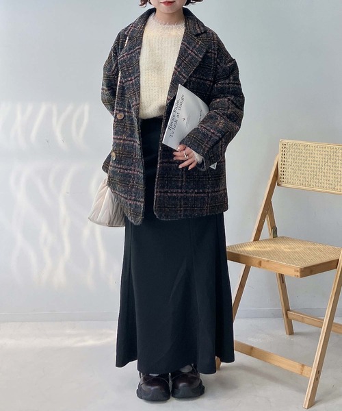 【新品未使用タグ付き】ミドルコート / ピーコート AS KNOW AS（アズノゥアズ） ピーコート pコート ブークレチェック