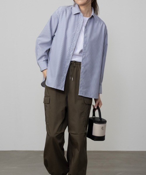 NAVY ブラウス シャツ ストライプシャツ レディース : ZOZOTOWN Yahoo