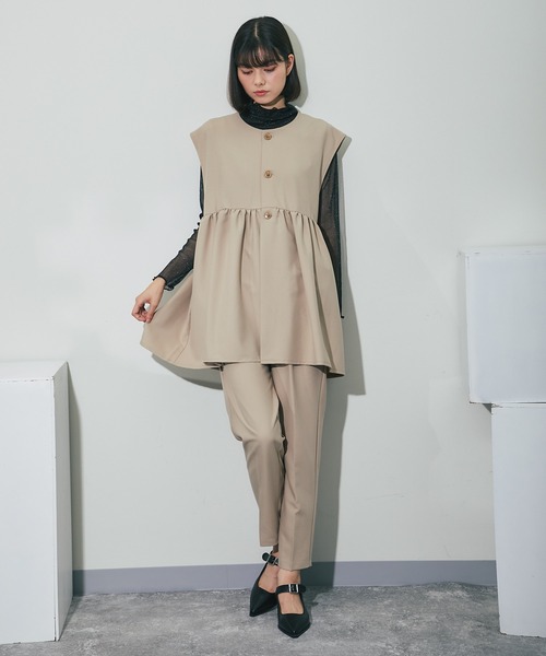 スラックス パンツ ジレ＆デーパートパンツ2点セットアップ