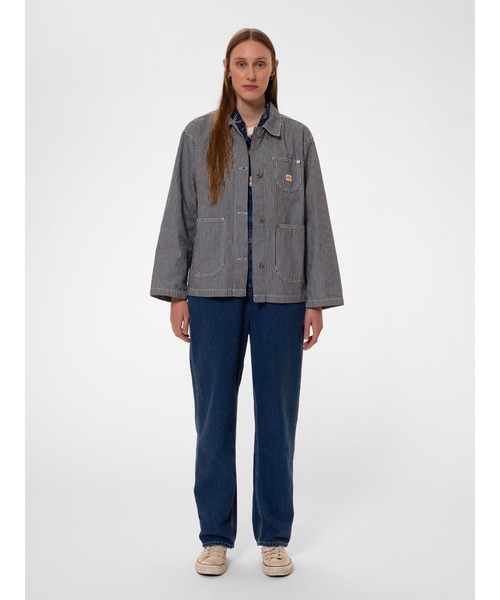 デニムジャケット gジャン Eva Hickory Striped Jacket ワーカージャケット レディースの画像