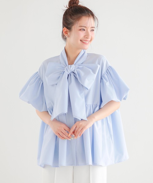 fitmore 袖リボンペプラムニット 袖リボンペプラムニット【宅配便】 | Fit more